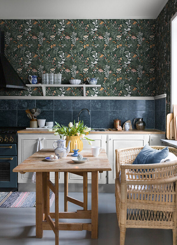 0089040 brittsommar evergreen woodland floral wallpaper