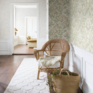 Lisa Olive Floral Damask Wallpaper
