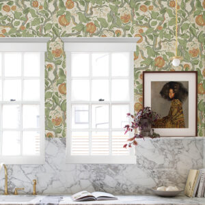 Kort Green Fruit and Floral Wallpaper