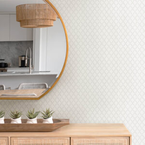 Trevor White Leaf Trellis Wallpaper