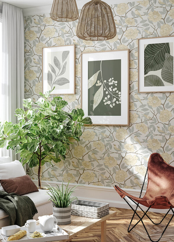 0089168 bernadina light yellow rosebush wallpaper