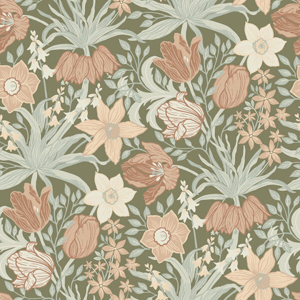 0089182 cecilia moss tulip and daffodil wallpaper