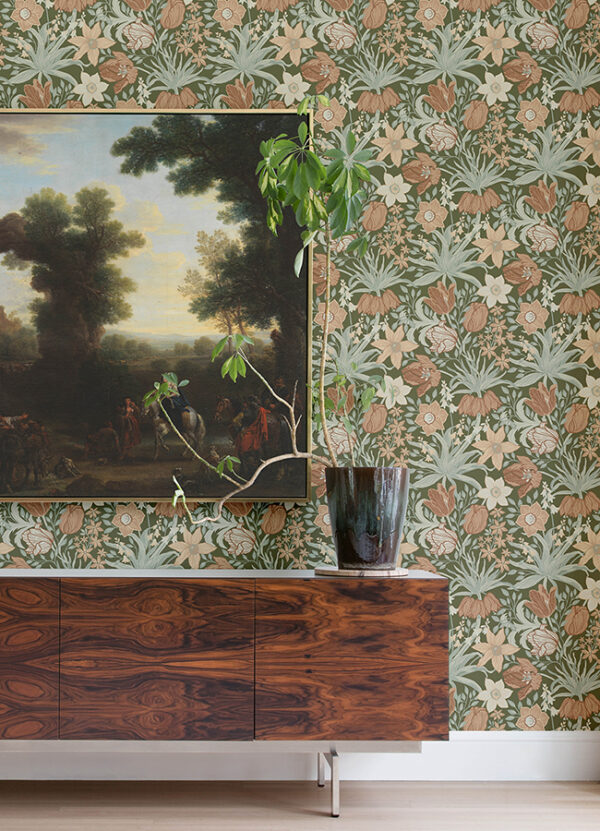 0089183 cecilia moss tulip and daffodil wallpaper