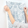 0089875 nestle blue bird block print wallpaper