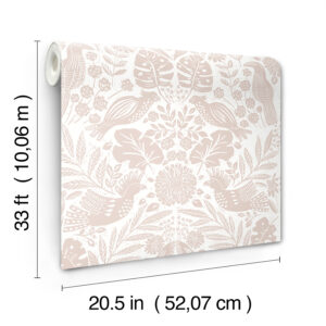 Nestle Pink Bird Block Print Wallpaper