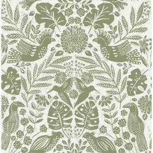 0089896 nestle green bird block print wallpaper