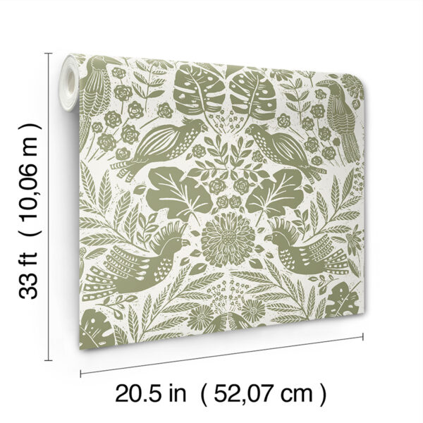 0089897 nestle green bird block print wallpaper