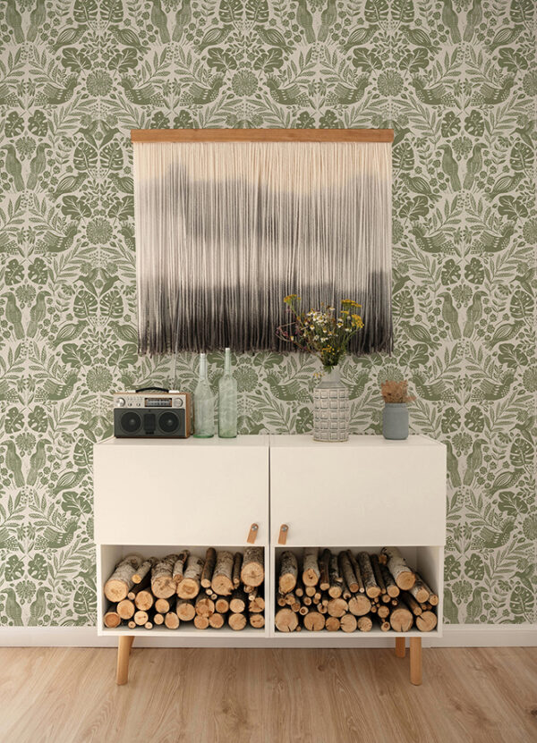0089898 nestle green bird block print wallpaper
