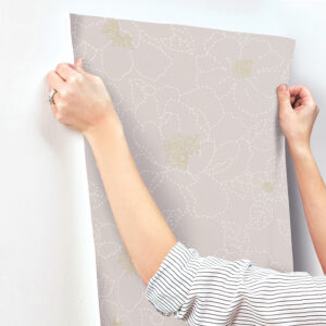 Gardena Lavender Embroidered Floral Wallpaper