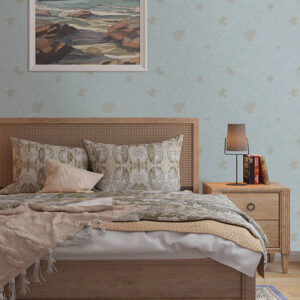 Gardena Sky Blue Embroidered Floral Wallpaper