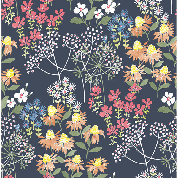 0089951 cultivate navy springtime blooms wallpaper