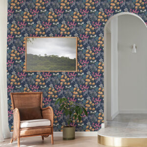 Cultivate Navy Springtime Blooms Wallpaper
