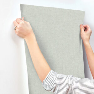 Lawndale Sage Textured Pinstripe Wallpaper