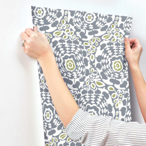 Divine Slate Abstract Medallion Wallpaper