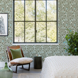 Divine Green Abstract Medallion Wallpaper