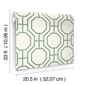 Manor Green Geometric Trellis Wallpaper