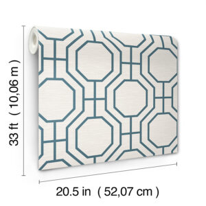 Manor Blue Geometric Trellis Wallpaper