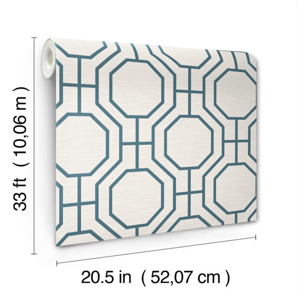 0090112 manor blue geometric trellis wallpaper