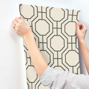 Manor Black Geometric Trellis Wallpaper