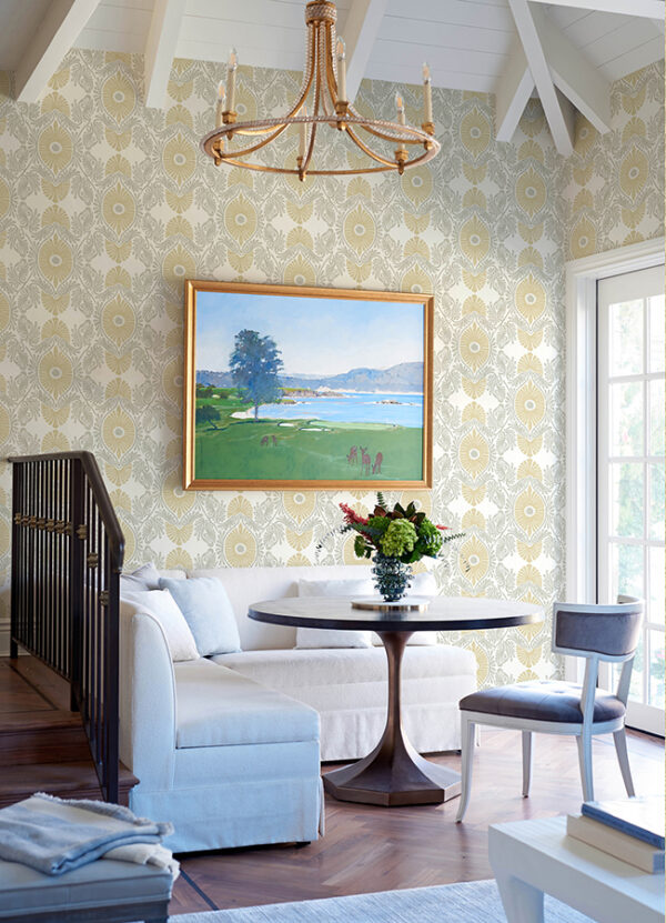 0090123 villa light yellow embellished ogee wallpaper