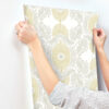 0090125 villa light yellow embellished ogee wallpaper