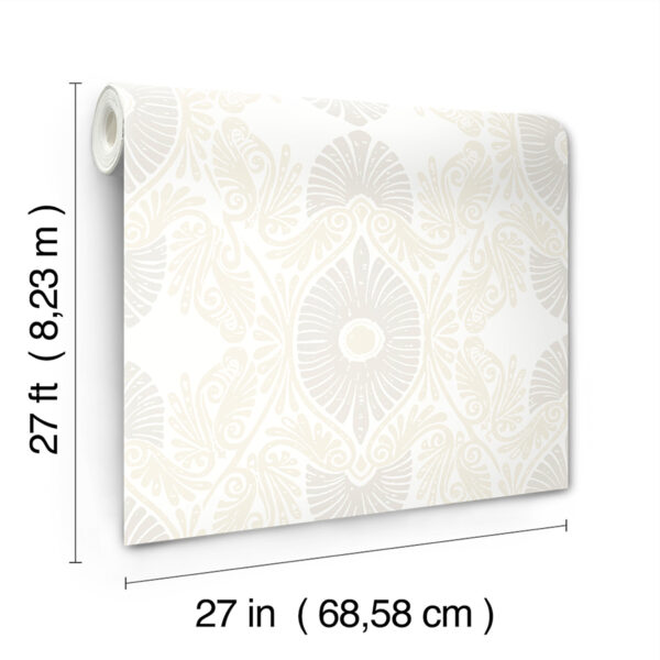 0090132 villa bone embellished ogee wallpaper