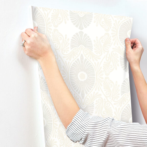 0090135 villa bone embellished ogee wallpaper