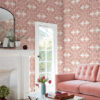 0090139 villa raspberry embellished ogee wallpaper