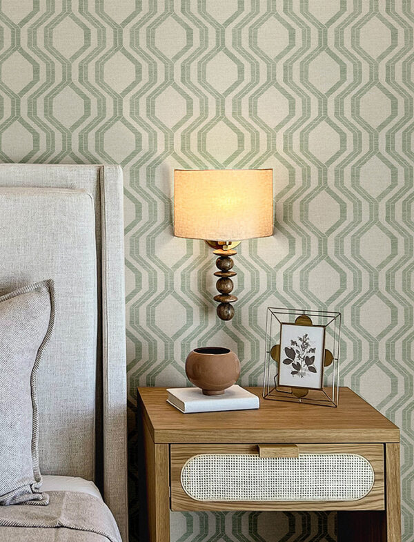 0091504 burton green modern ogee wallpaper