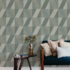 0091507 winslow green geometric faux grasscloth wallpaper