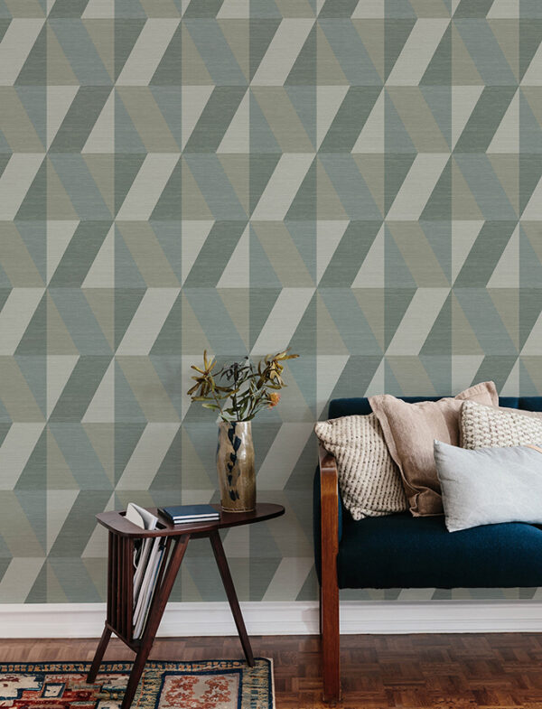 0091507 winslow green geometric faux grasscloth wallpaper