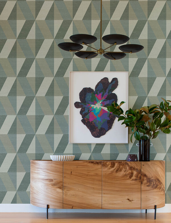 0091508 winslow green geometric faux grasscloth wallpaper