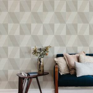Winslow Bone Geometric Faux Grasscloth Wallpaper