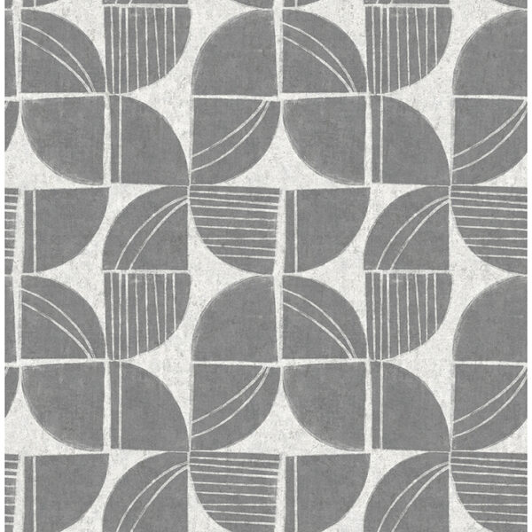 0091521 baxter charcoal semicircle mosaic wallpaper