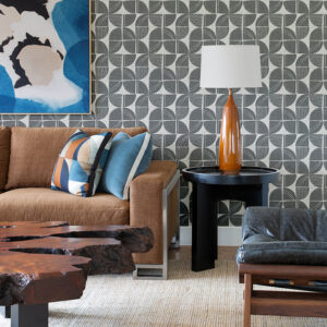 Baxter Charcoal Semicircle Mosaic Wallpaper
