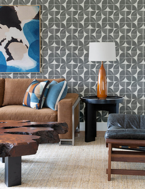 0091524 baxter charcoal semicircle mosaic wallpaper