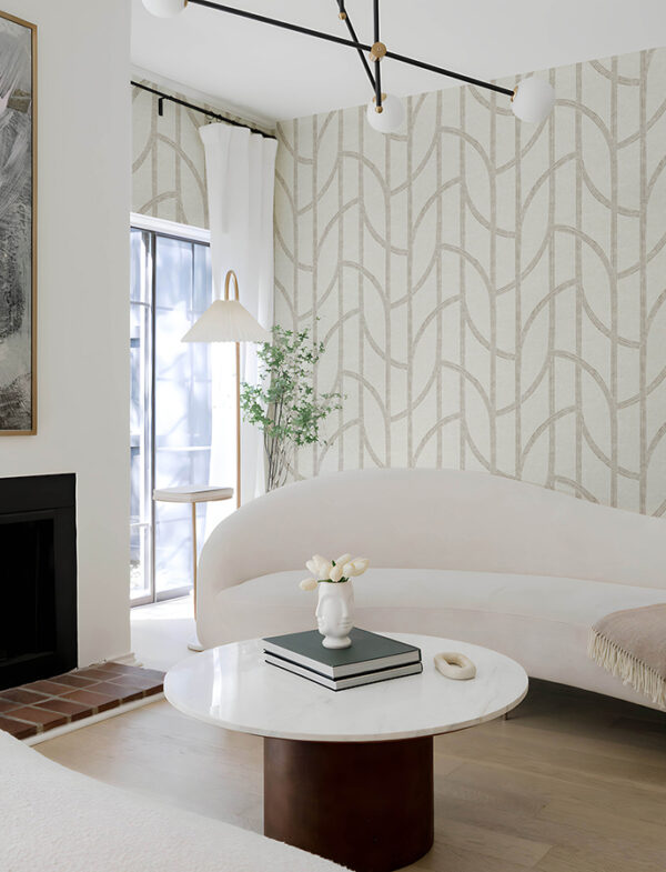0091643 harlow champagne curved contours wallpaper