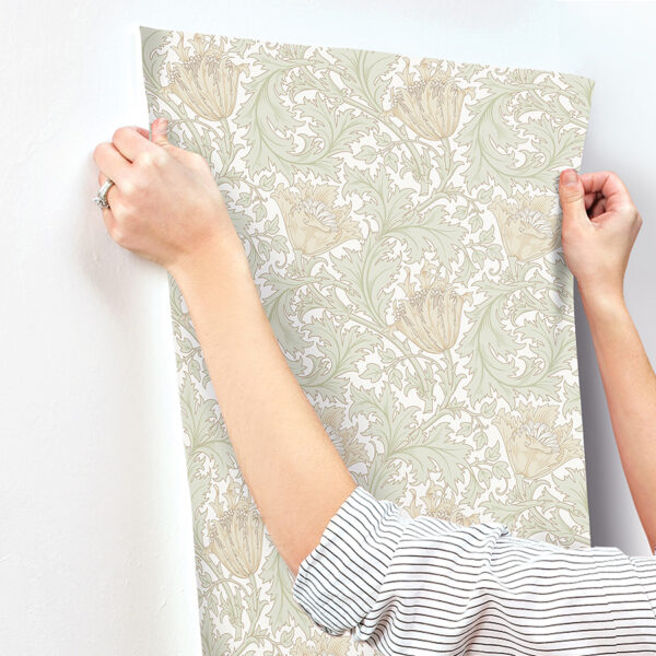 0091917 anemone light green floral trail wallpaper