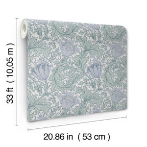 Anemone Blue Floral Trail Wallpaper