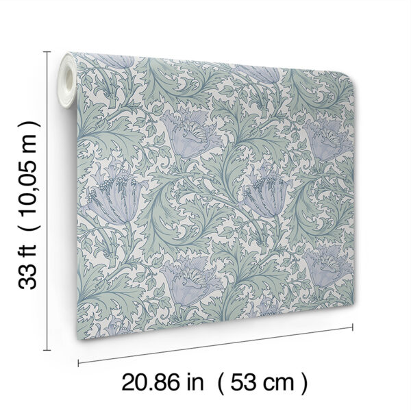 0091919 anemone blue floral trail wallpaper