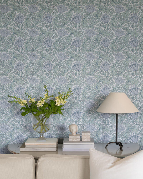 0091920 anemone blue floral trail wallpaper