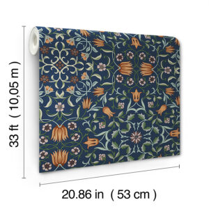 No 1 Holland Park Dark Blue Floral Wallpaper