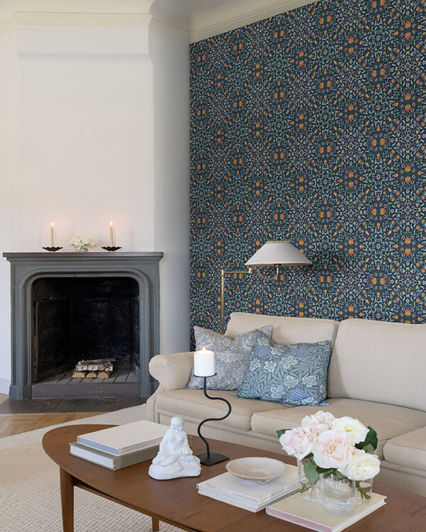 0091949 no 1 holland park dark blue floral wallpaper