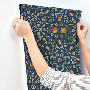 No 1 Holland Park Dark Blue Floral Wallpaper