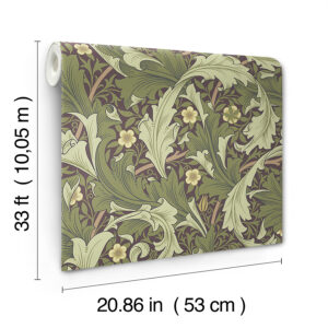 Granville Plum Leafy Vine Wallpaper