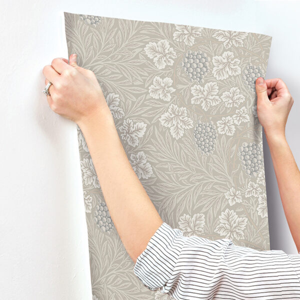 0091980 vine light grey woodland fruits wallpaper