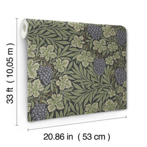 Vine Dark Green Woodland Fruits Wallpaper