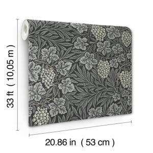 Vine Denim Woodland Fruits Wallpaper