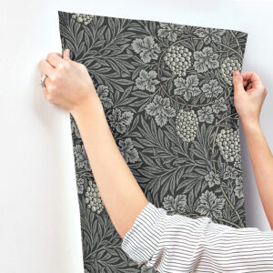 Vine Denim Woodland Fruits Wallpaper