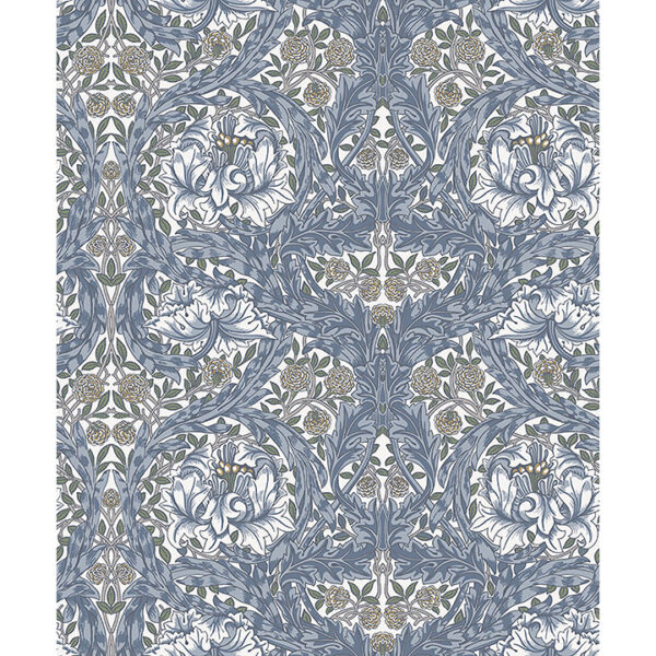 0092005 african marigold blue floral wallpaper